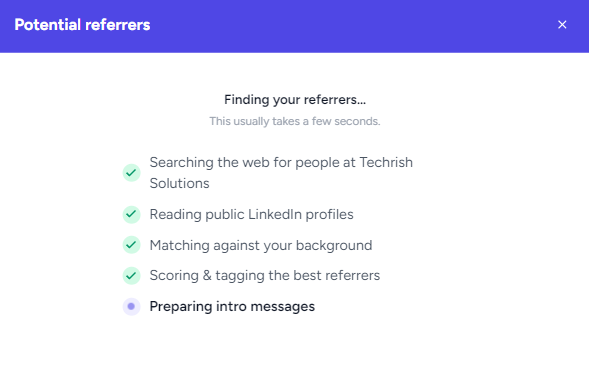 Referral Finder on Job Listing