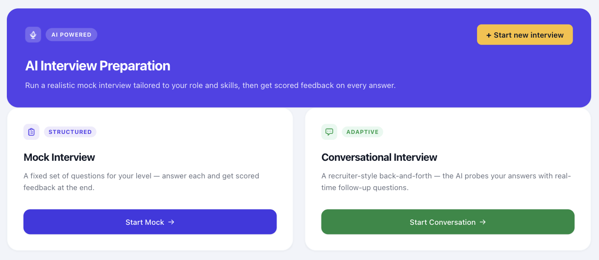 AI Interview Prep Mockup