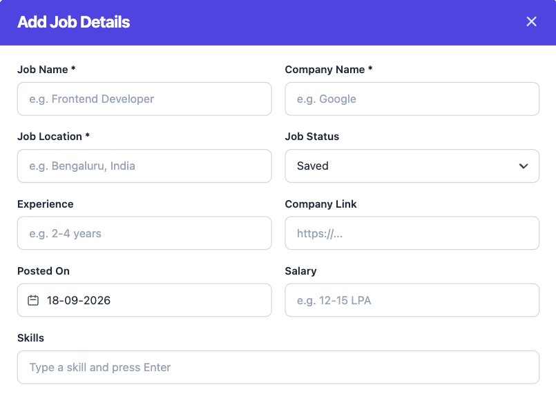 Add Job Form